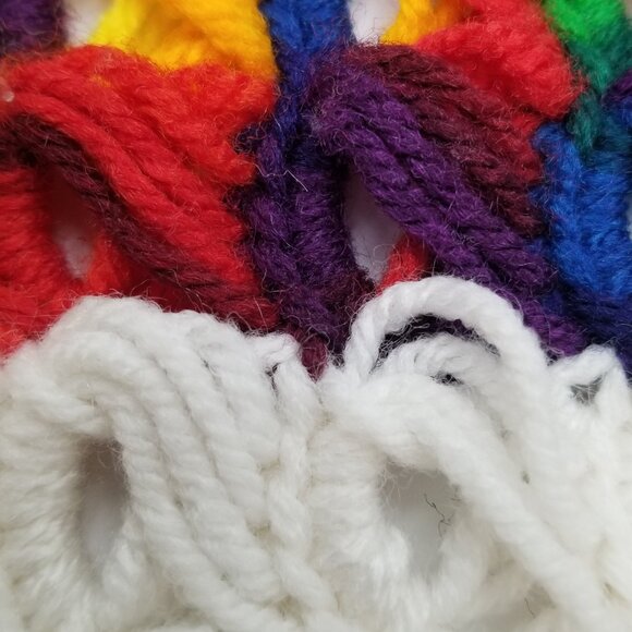 Rainbow and black hand knit baby blanket or throw 42"x42" - Picture 4 of 4